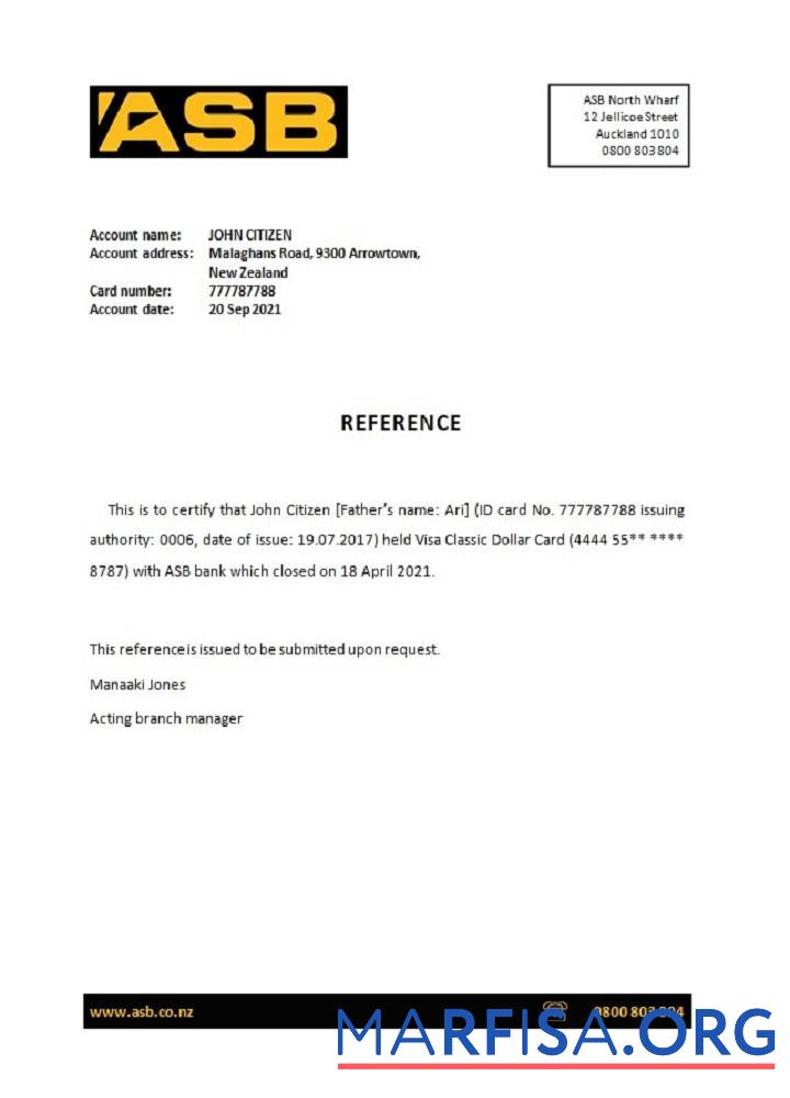 Realistic New Zealand ASB closure reference template